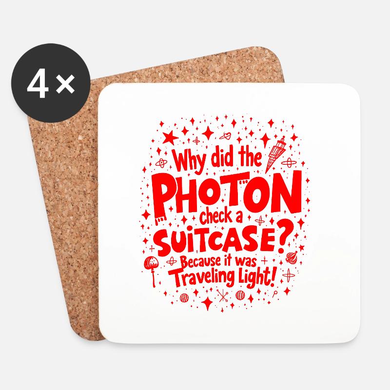 Warum hat das Photon einen Koffer eingecheckt? Lustige Physik - Untersetzer (4er-Set) - Weiß