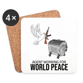agent working for world peace - Coasters (set of 4) - white - Front