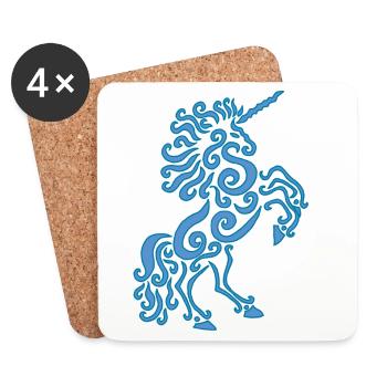 Blaues Einhorn Pferd - Untersetzer (4er-Set) - Weiß - Vorne
