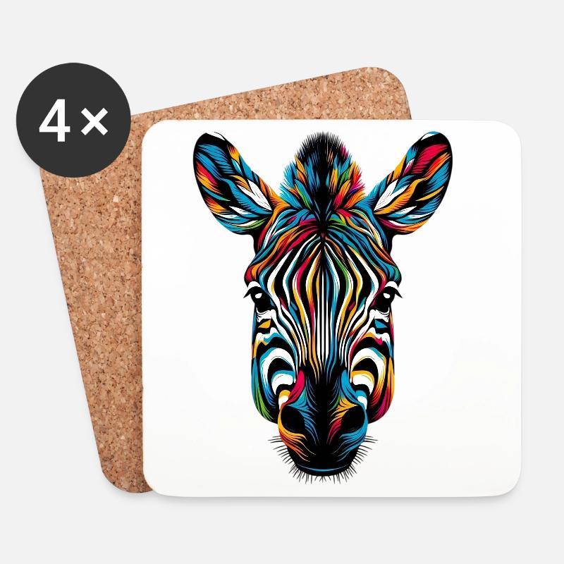 Zebra - Untersetzer (4er-Set) - Weiß