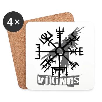 Raven Vikings & Vegvisir - Coasters (set of 4) - white - Front