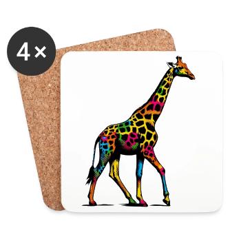 Girafe - Dessous de verre (lot de 4) - blanc - Devant