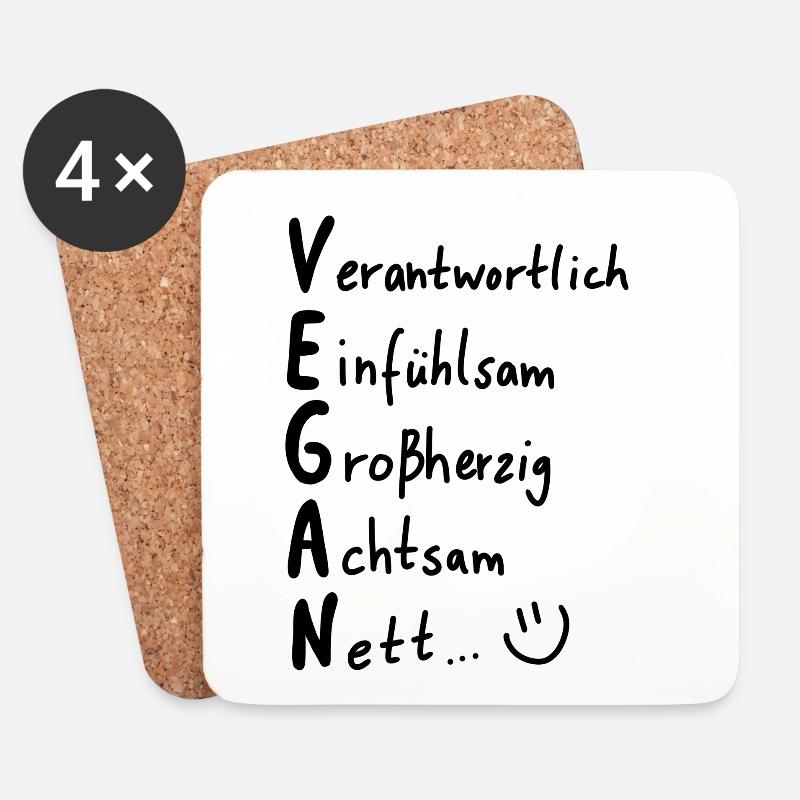 Vegan - Untersetzer (4er-Set) - Weiß