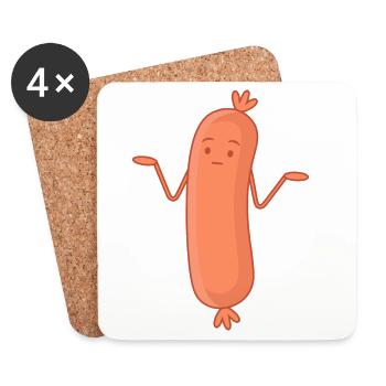 Bockwurst Wurst Achselzucken Wurscht Wurst Egal - Untersetzer (4er-Set) - Weiß - Vorne