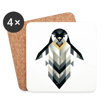 Geometrischer Pinguin – Frostige Eleganz - Untersetzer (4er-Set) - Weiß - Vorne