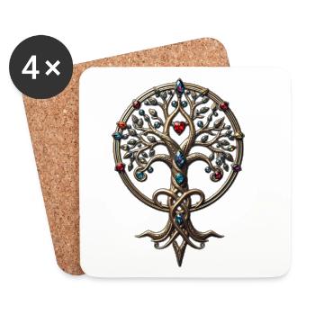 Symbol des verzierten Baumes des Lebens. - Untersetzer (4er-Set) - Weiß - Vorne