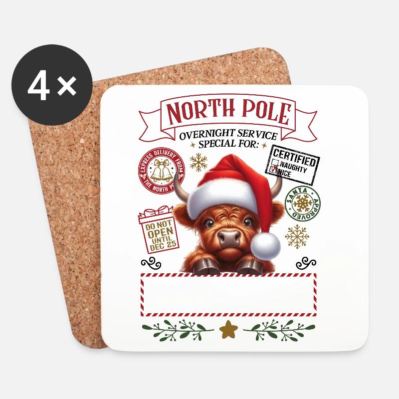 Nikolaussack mit Highlandrind - Untersetzer (4er-Set) - Weiß