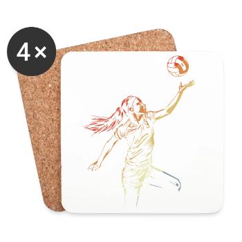 Croquis de joueur de volley-ball - Dessous de verre (lot de 4) - blanc - Devant