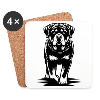 Rottweiler - Coasters (set of 4) - white - Front