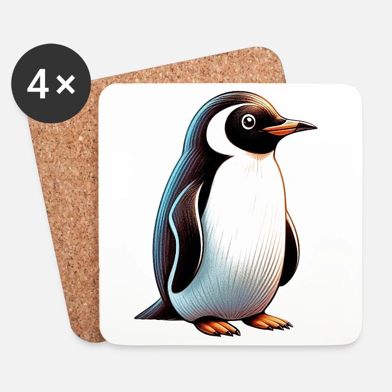 Pinguin - Untersetzer (4er-Set) - Weiß