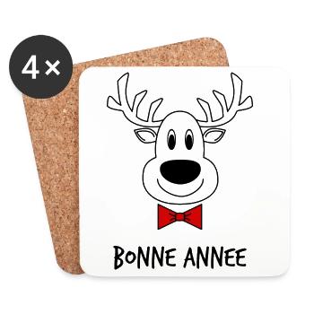 BONNE ANNEE. SAINT SYLVESTRE. NOUVELLE ANNÉE - Dessous de verre (lot de 4) - blanc - Devant