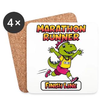 T-Rex Marathon Läufer - Untersetzer (4er-Set) - Weiß - Vorne