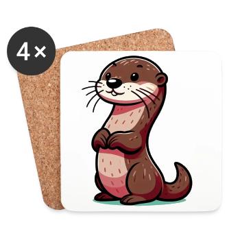 Otter - Untersetzer (4er-Set) - Weiß - Vorne