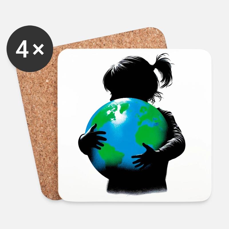 Planet Erde - Untersetzer (4er-Set) - Weiß