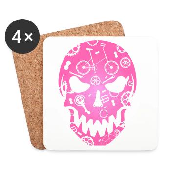 Klapprad Skull pink Shirt Fashion Totenkopf gothic - Untersetzer (4er-Set) - Weiß - Vorne