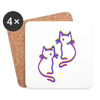 Regenbogen Katzen LGBT - Untersetzer (4er-Set) - Weiß - Vorne