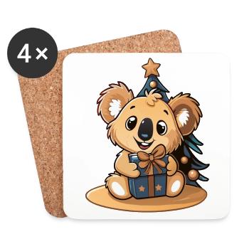 Niedlicher Koala mit Geschenk an Weihnachten - Untersetzer (4er-Set) - Weiß - Vorne