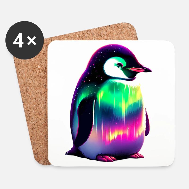 Pinguin - Untersetzer (4er-Set) - Weiß