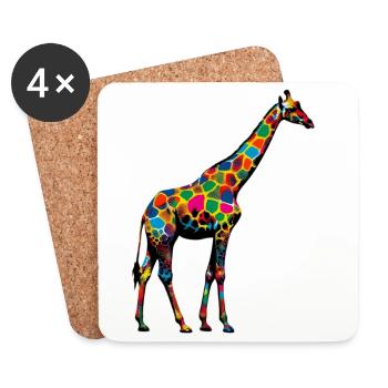 Girafe - Dessous de verre (lot de 4) - blanc - Devant