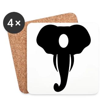 Elephant Head Animal Circle Gift - Coasters (set of 4) - white - Front