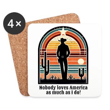 Cow-boy - Dessous de verre (lot de 4) - blanc - Devant