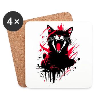 Chat Wildcat Street Art - Dessous de verre (lot de 4) - blanc - Devant