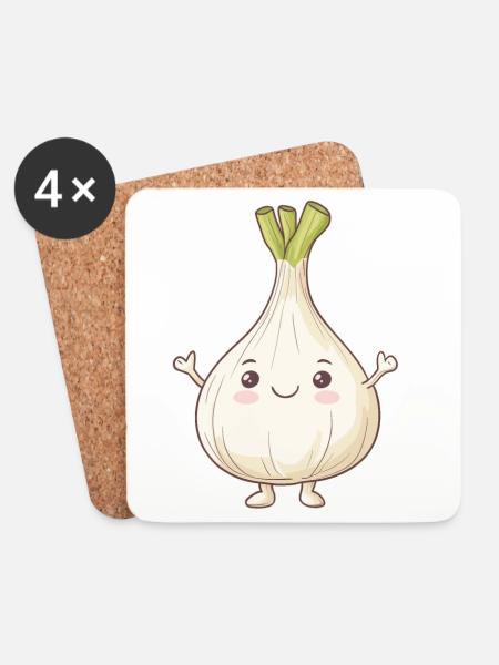 Knoblauch - Untersetzer (4er-Set) - Weiß