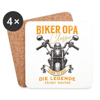 Biker Opa – Die Legende fährt weiter - Untersetzer (4er-Set) - Weiß - Vorne