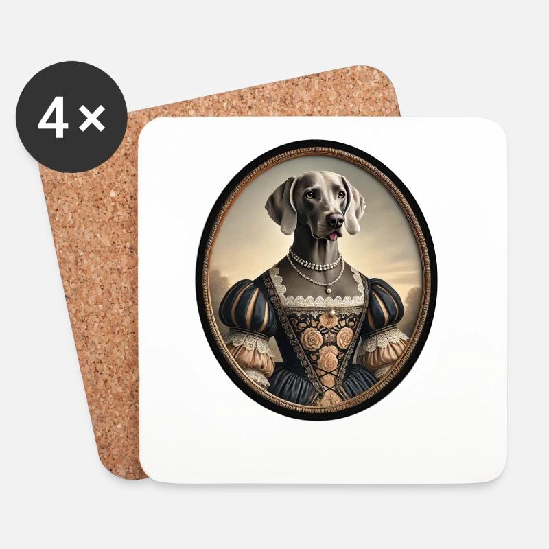 Porträt von Weimaraner Hund Lou - Untersetzer (4er-Set) - Weiß