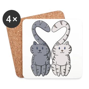 Kittens in Love - Coasters (set of 4) - white - Front
