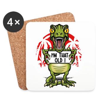Vieux comme un dinosaure - Dessous de verre (lot de 4) - blanc - Devant