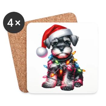Weihnachts Schnauzer - Untersetzer (4er-Set) - Weiß - Vorne