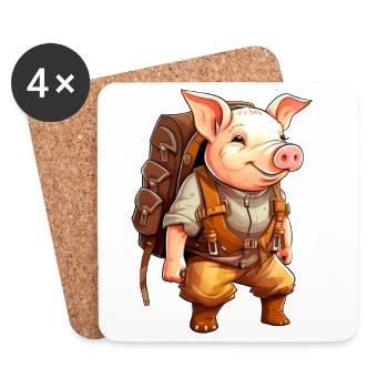 Piggy Randonnée / Alpiniste Piggy - Dessous de verre (lot de 4) - blanc - Devant