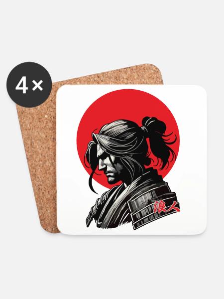 Ronin Krieger - Untersetzer (4er-Set) - Weiß