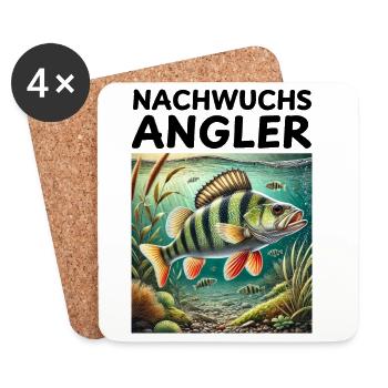 Nachwuchs Angler - Barsch Motiv Angler Kinder - Untersetzer (4er-Set) - Weiß - Vorne