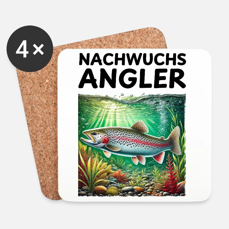 Forelle Motive Kinder Angeln - Untersetzer (4er-Set) - Weiß