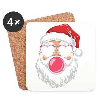 Cool Santa Christmas Trendy Funny - Coasters (set of 4) - white - Front