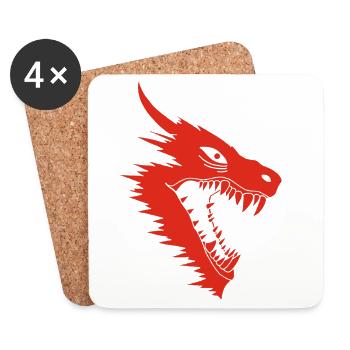 Red Dragon Attack - Coasters (set of 4) - white - Front