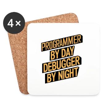 Programmer by Day, Debugger by Night - Coasters (set of 4) - white - Front