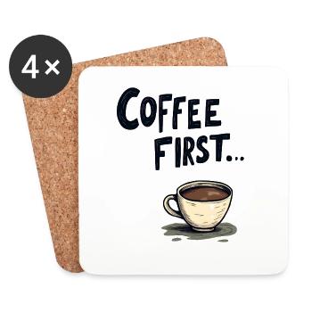 Coffee First - Untersetzer (4er-Set) - Weiß - Vorne