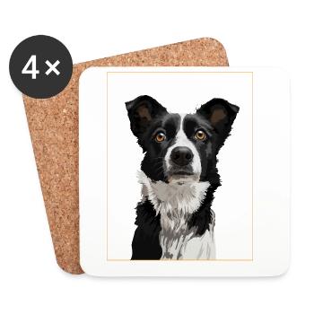Border Collie - Portrait II - Untersetzer (4er-Set) - Weiß - Vorne