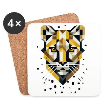 Geometrische Eleganz –Raubkatze in abstrakter Form - Untersetzer (4er-Set) - Weiß - Vorne