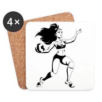 Joueur de volley-ball Cartoon Look - Dessous de verre (lot de 4) - blanc - Devant