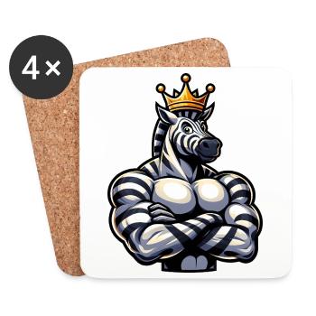 Entraînement de remise en forme Zebra King musclé - Dessous de verre (lot de 4) - blanc - Devant