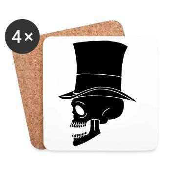 Vintage Schwarzer Totenkopf - Untersetzer (4er-Set) - Weiß - Vorne