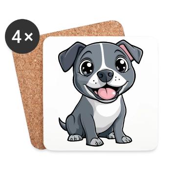 American Staffordshire Terrier Hund Niedlich - Untersetzer (4er-Set) - Weiß - Vorne