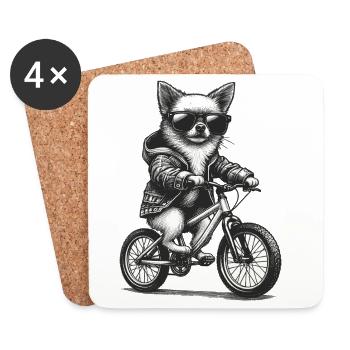 Bicycle Chihuahua Sunglasses Bike Gift - Coasters (set of 4) - white - Front