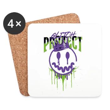 Glitch Project - Dripping Smile Street Art Design - Coasters (set of 4) - white - Front