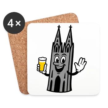 Kölner Dom mit Kölsch - Untersetzer (4er-Set) - Weiß - Vorne