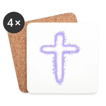 Croix - Dessous de verre (lot de 4) - blanc - Devant